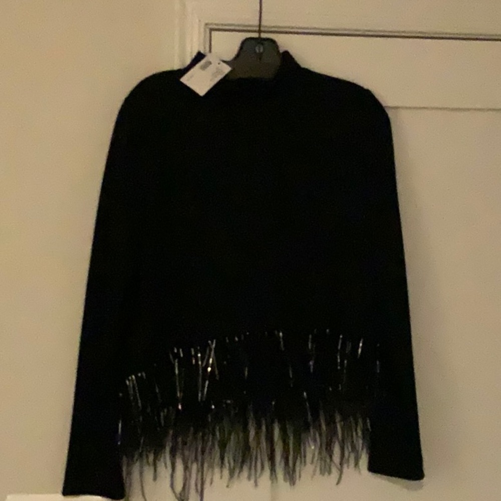 Saylor Black sweater with feather detailing